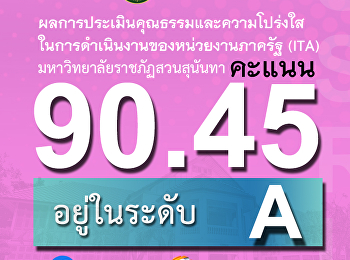 ผลITAปี62 สวนสุนันทาคว้า90.45 คะแนน
อยู่ในระดับ A