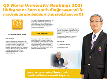 Invited Assoc. Prof. Dr. Wittaya Mekkam
to be an expert in QS